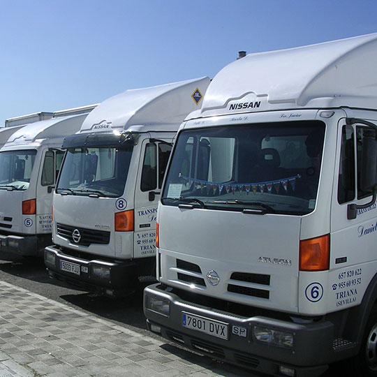 Empresa Mudanzas Sevilla. Imagen flota camiones.